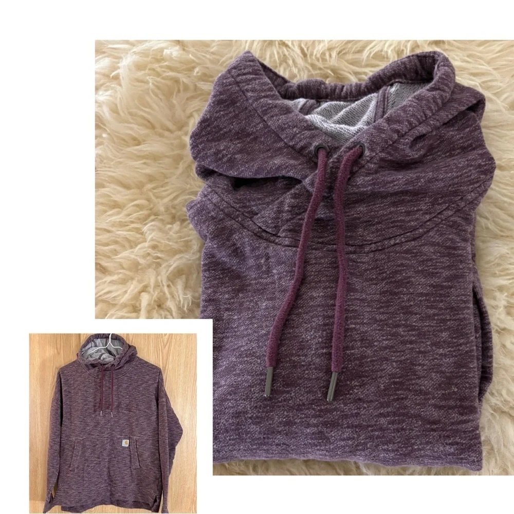 Carhartt Women's Maroon Heather Cowl Neck Hoodie Sweatshirt